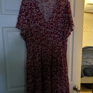 BloomChic Burgundy Floral Midi Dress